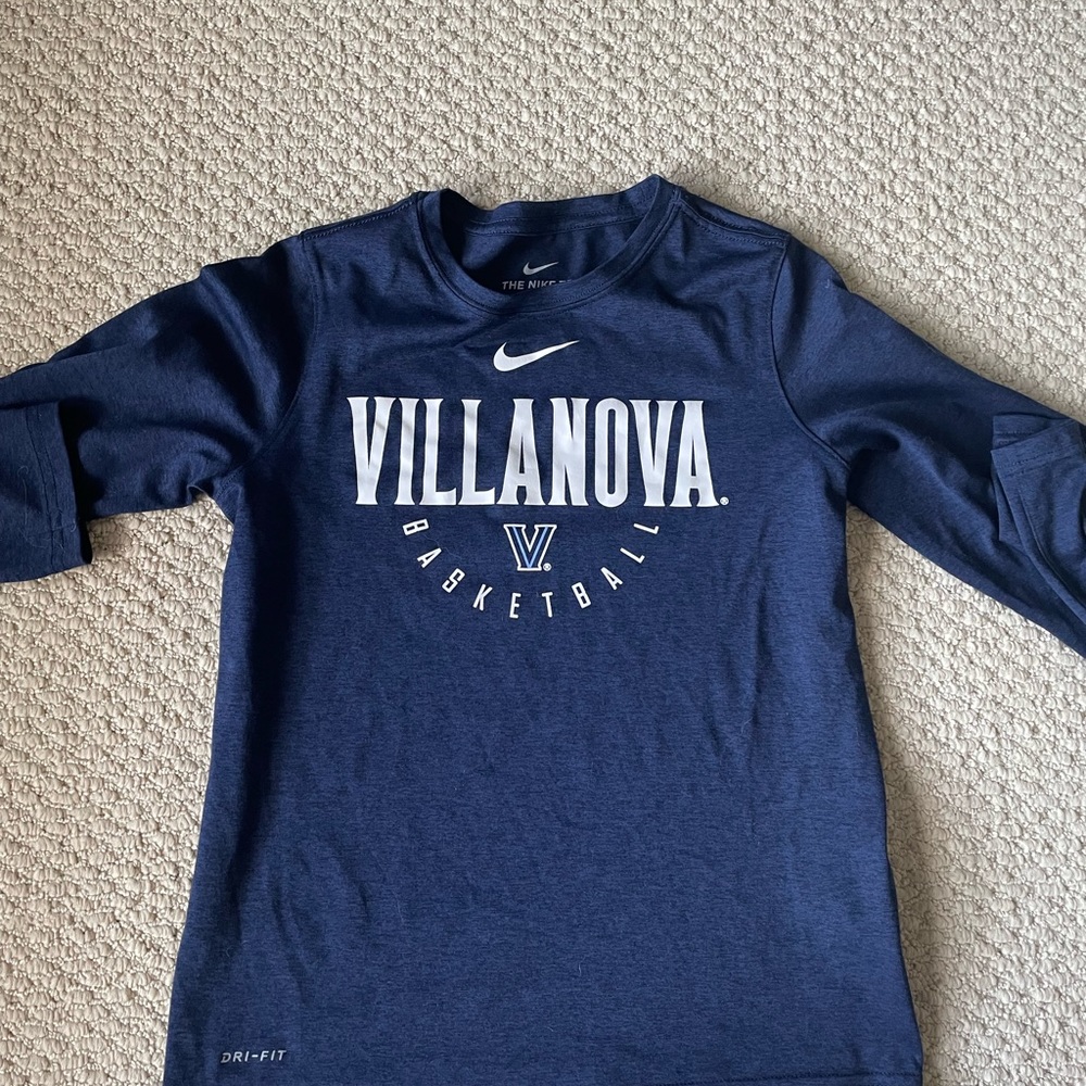 Youth Nike Villanova Basketball dri-fit long sleeve tee shirt.